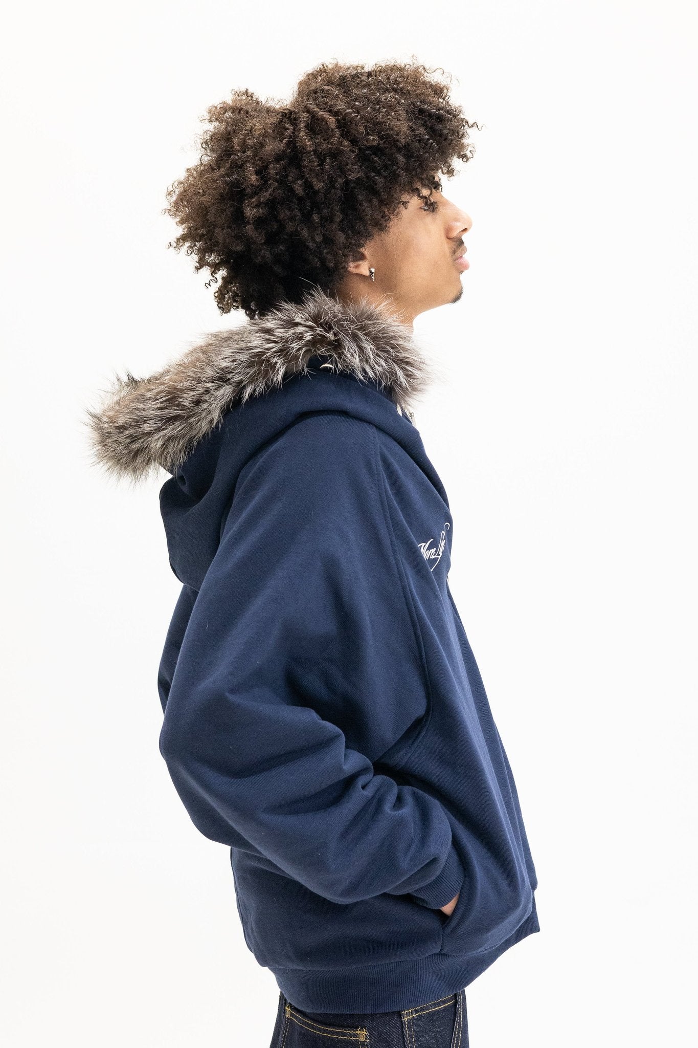 Plaid Mountain Goat Fur Zipup